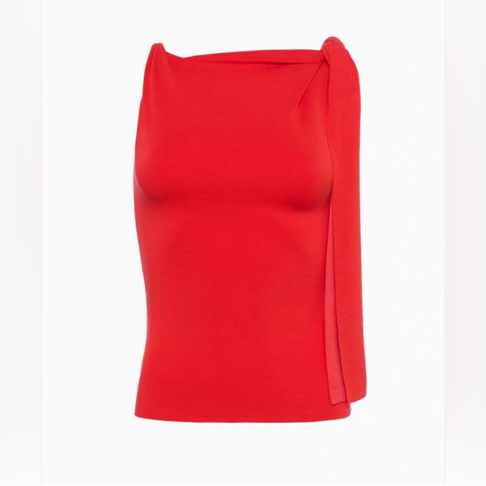 Red KHY Sueded Stretch Knotted Sleeveless Top (Size XS)